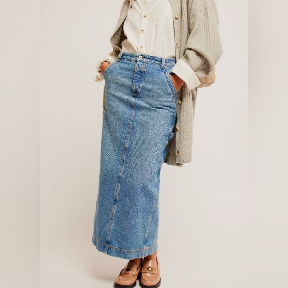 Free People We the Free Fransisco Denim Maxi Skirt